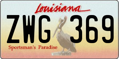 LA license plate ZWG369