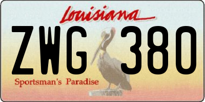 LA license plate ZWG380