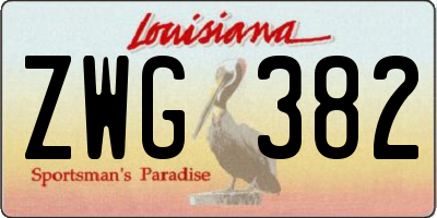 LA license plate ZWG382