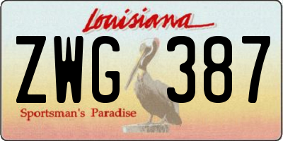 LA license plate ZWG387