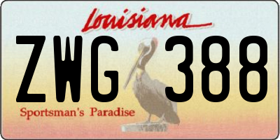LA license plate ZWG388