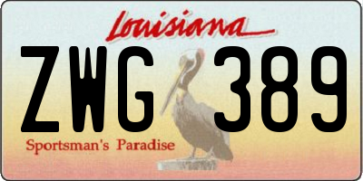 LA license plate ZWG389