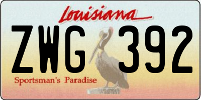 LA license plate ZWG392