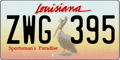 LA license plate ZWG395