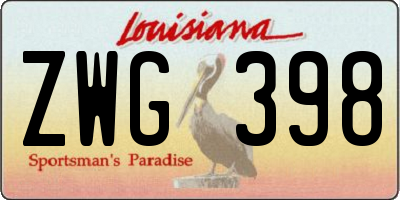 LA license plate ZWG398