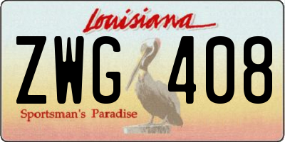 LA license plate ZWG408