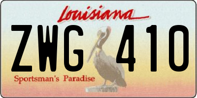 LA license plate ZWG410