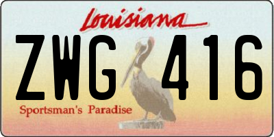 LA license plate ZWG416