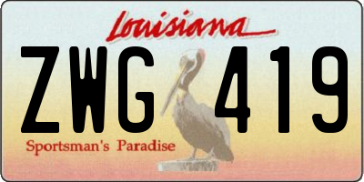 LA license plate ZWG419