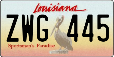 LA license plate ZWG445