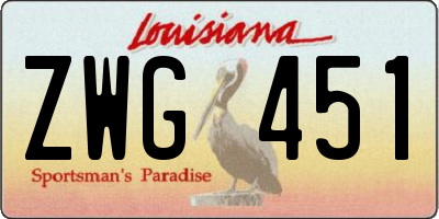 LA license plate ZWG451