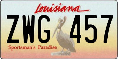 LA license plate ZWG457