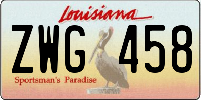 LA license plate ZWG458