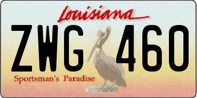 LA license plate ZWG460