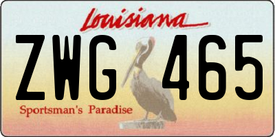 LA license plate ZWG465