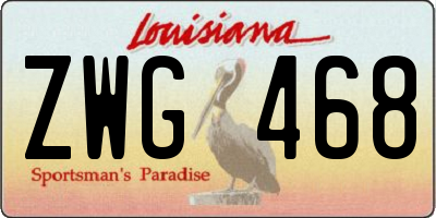LA license plate ZWG468