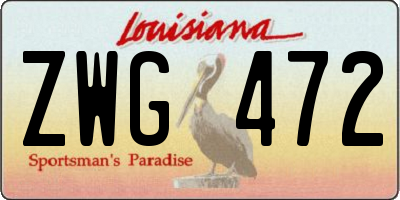 LA license plate ZWG472