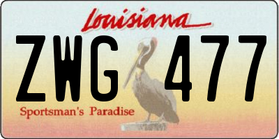 LA license plate ZWG477