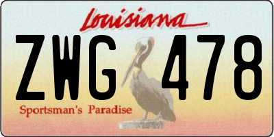 LA license plate ZWG478