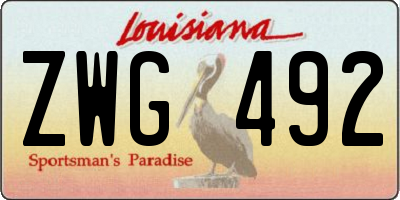 LA license plate ZWG492