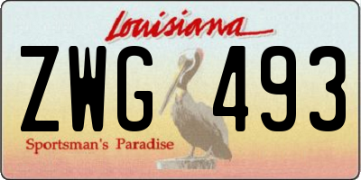 LA license plate ZWG493