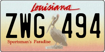 LA license plate ZWG494