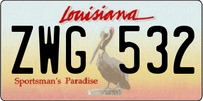 LA license plate ZWG532