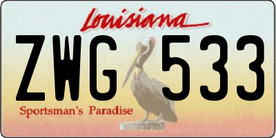 LA license plate ZWG533