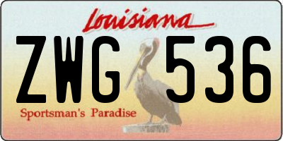 LA license plate ZWG536