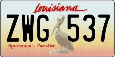 LA license plate ZWG537