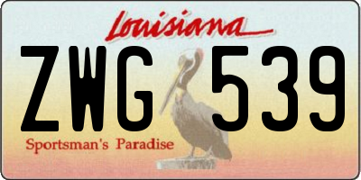LA license plate ZWG539