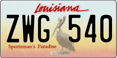 LA license plate ZWG540