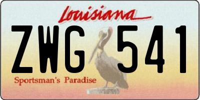 LA license plate ZWG541