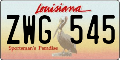 LA license plate ZWG545