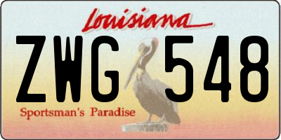 LA license plate ZWG548