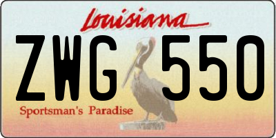 LA license plate ZWG550