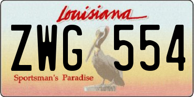 LA license plate ZWG554