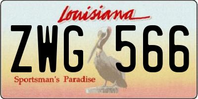 LA license plate ZWG566