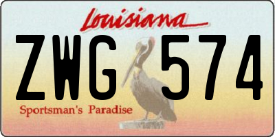 LA license plate ZWG574