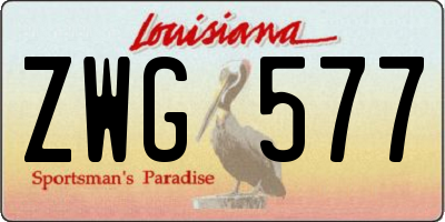 LA license plate ZWG577