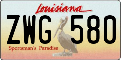 LA license plate ZWG580