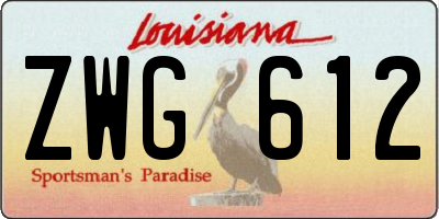 LA license plate ZWG612