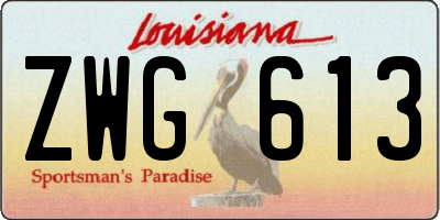 LA license plate ZWG613