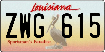 LA license plate ZWG615