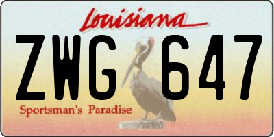 LA license plate ZWG647