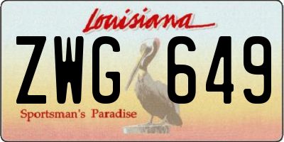 LA license plate ZWG649