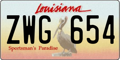 LA license plate ZWG654