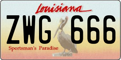 LA license plate ZWG666