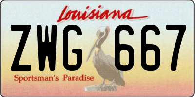 LA license plate ZWG667