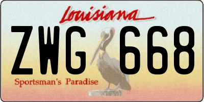 LA license plate ZWG668